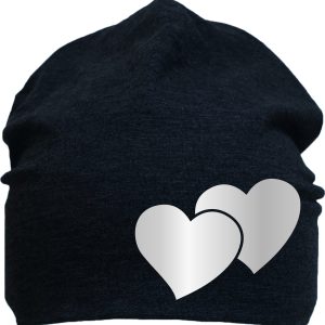 Pipo heijastinpainatuksella - Sydämet